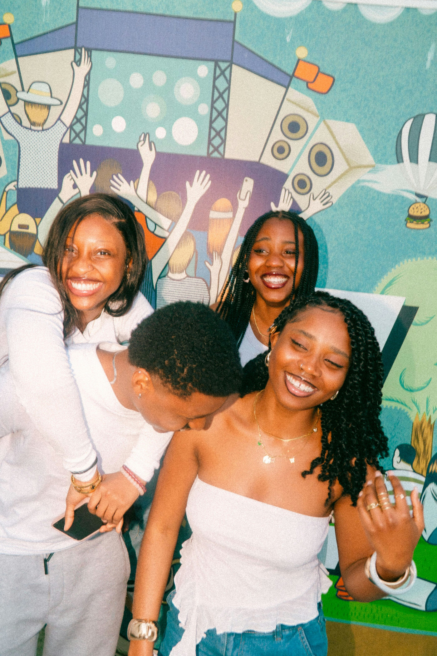 A group of friends sharing a happy moment together